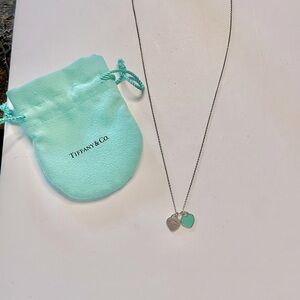 Tiffany & Co two small heart silver necklace